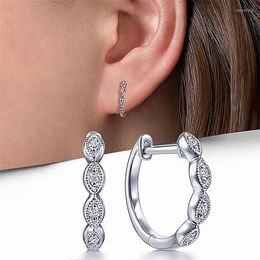 Hoop Earrings Huitan Fancy Silver Color For Women Paved Crystal CZ Daily Wear Fashion Elegant Female Accessory Statement Jewelry