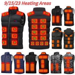 Men's Vests 9/15/23 Places Heated Vest Men Women Usb Heated Jacket Heating Vest Thermal Clothing Outdoor Hunting Vest Winter Warm Waistcoat 231102