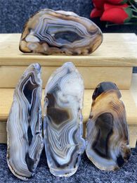Decorative Figurines Natural Mineral Beautiful Silk Agate Ribbon Crafts Reiki Healing Office Home Decor Holiday Gifts