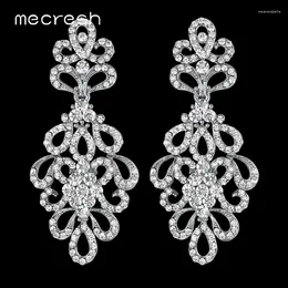 Dangle Earrings Mecresh Silver Color Crystal Wedding For Women Flower Bridal Bridesmaid Hanging Party Christmas Gift EH177