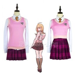 Anime Danganronpa V3 Akamatsu Kaede COSPLAY Costume Women's Shirt Vest Skirt / Socks/wigs JK School Uniform cosplay