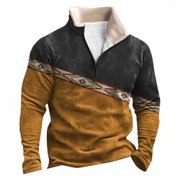 Men's Hoodies Patchwork Vintage Outerwear Fleece Winter Warm Jacket Coat Medieval Ethnic European American Style Jumper Retro Male Sudaderas