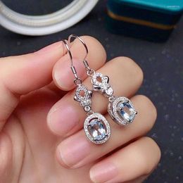 Dangle Earrings Vintage Silver Aquamarine Hook For Dily Wear Natural 5mm 7mm Gemstone Drop