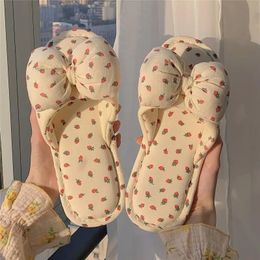 Slippers Comwarm Cute Bow Slipper Four Seasons Home Linen Shoes For Women Fashion House Girl Sweet Flip Flops Indoor Mute Flat 231101