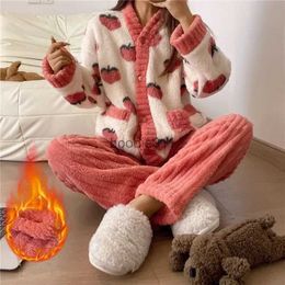 Women's Sleep Lounge Winter Fleece Pyjamas Thickened Warm And Comfortable Homewear For Women Winter Long Sled Velvet Cute Home Heating Set L231102