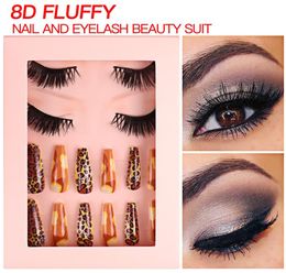 24PcsSet Reusable False Nail Tips Full Cover 3D Mink Eyelashes With Fake Nails Set Makeup Tools5064122