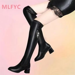 Boots Autumn Winter Leisure Over Knee High Heel Durable Versatile Women's Shoes Retro Slim Elastic Fashion 231101