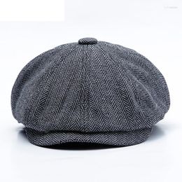 Berets 2 Sizes Peaky Blinders Men Hat Autumn Vintage Herringbone Octagon Cap Women Casual Pumpkin Gatsby Flat Beret Hats