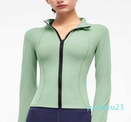 Sports Coat Women039s Jacket Fitness Yoga Outfits Elastic Slim Fit Zipper Outdoor Running Sweater Stand Collar Long Sleeve Top