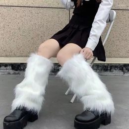 Women Socks Girls Harajuku Fluffy Faux Fur Winter Furry Leg Warmer Lady Gothic Y2k Lolita Cosplay Sweet Warm Boots Cover Christmas