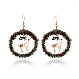 Stud Earrings Christmas Creative Round Wreath For Women Santa Claus Snowman Tree Elk Earring Year Festivals Jewelry