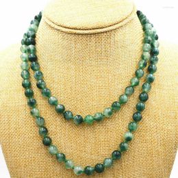 Chains Pretty 8mm White & Green Emerald Gemstone Beads Jewelry Necklace 35 "