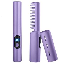Hair Straighteners 2 In 1 Lazy Straightener Hair Comb Portable Mini USB Rechargeable Hair Straightener Fast Heating Hair Styling Tools 231101