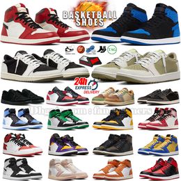 Jumpman 1 Retro High OG Sneaker 1s low Golf Olive Wolf Grey Royal Reimagined Lost and Found Palomino Washed Black Phantom Satin Bred UNC Toe men woman basketball shoes