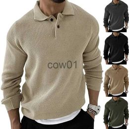 Men's Sweaters Men's Fashion European and American Polo Collar Pullover Sweater Men's Solid Colour Long Sleeve Knitwear Casual Polo Neck Top J231102