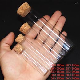 5Pcs Clear Glass Test Tube DIA 20/25/30mm Length 100/120/150/200mm Flat Bottom With Cork
