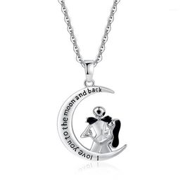 Pendant Necklaces Harong Nightmare Before Christmas Skull For Women Moon Shape Couple Necklace Fashion Love Words Jewellery Gift264A