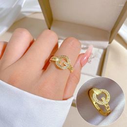 Cluster Rings Customised Letter G Full Rhinestone Ring For Girls Brass Real Gold Plated Couple Jewellery Wholesale