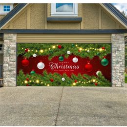 Christmas Decorations 7 X 16 Ft Merry Christmas Holiday Banner Garage Door Cover Murals Winter Snowman Santa Outdoor Large Door Cover Decoration 231102