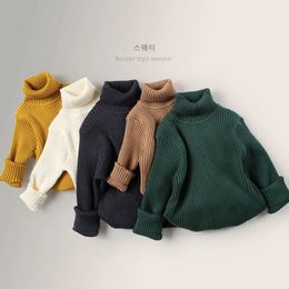 Pullover Autumn Winter Baby Boys Girls Turtleneck Sweaters Kids Pullover Solid Knit Bottom Sweaters for Childrens Clothing 231102