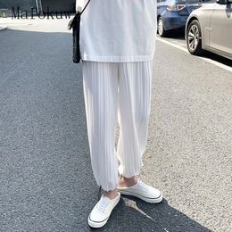 Men's Pants Summer Thin Men Korean Version Cropped Trend Loose Fitting Straight Leg With Drooping Ice Silk Wide