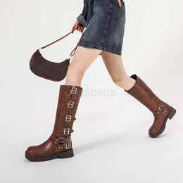 miui Heeled Best-quality Same Shoe Soft Leather Thick Boots Autumn Large Brown Square Head Belt Buckle Cannot Fit the Western Part of the Middle Tube