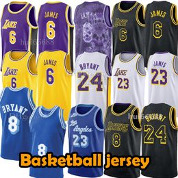 New men james 6 23 basketball Jersey BRYANT 8 24 Purple Tiger Year edition Blue retro new Yellow-purple division Basketball Jerseys outdoor sports