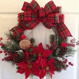 Christmas Decorations Christmas Wreath Door Window Wall Ornaments Merry Christmas Decoration Home Happy Year Flower Vine Ring Pine Cone Ornaments 231101