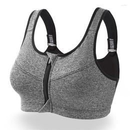 Yoga Outfit Absorb Sweat -proof Sports Bra High-strength Four-level Without Steel Ring Front Zipper Fixed Shoulder Straps