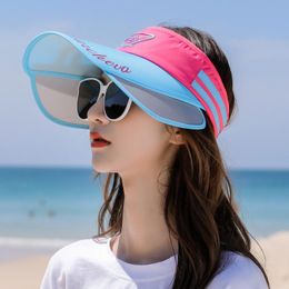 Beanies Beanie/Skull Caps 2023 Summer Womens Letter Sun Hat Large Wide Brim Anti-UV Beach Hats Casual Fashion Adjustable Vacant Roof Sunhat