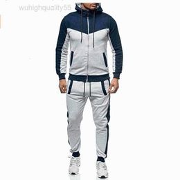 Hooded Tracksuits Suits and Color Matching Casual Sports Suit Cardigan Set Fall Winter 2021 Men Sweatshirt Clothing