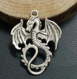 Pendant Necklaces 35x28mm 50 PCS Antique Bronze Dragon Charms Bracelets Necklace Jewelry Accessories