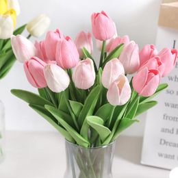 Decorative Flowers 5/10Pcs Artificial Tulip Bouquet PE Fake Wedding Garden Decoration Outdoor Home Vase Decor Plants