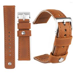 Watch Bands Genuine Leather Link Loop Strap 20mm 22mm Quick Release Cowhide Watchband Keeper Locking Accessories For Men