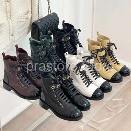 Designers CHANNEL Boots Ankle Boots Women Boots Coloured Round Head Thick Sole Elevated Elastic Martin Boots Lace up Shoes Adjustable Zipper Opening Combat Boots