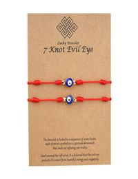 7 Knots Blue Evil Eye Bracelet Paper Card Bracelet Adjustable Lucky Red String Bracelets Couple Jewelry Friendship Bracelet 2PscS1219553