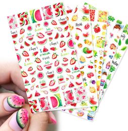 3D Fruits Stickers for Nails Watermelon Lemon Strawberry Design Summer Adhesive Sliders Manicure Accessory7571007