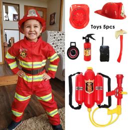 Cosplay Halloween Firefighter Cosplay Costume for Kids Boys Girls Carnival Party Sam Fireman Uniform Carnival Toys Outfits Work Clothing 230403