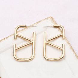 Luxury 18K Gold Plated Designer Stud Earring for Fashion Women Double Letter Designers Lettering Jewellery Wedding Party Gift High Quality 20style