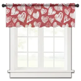 Curtain Hand Drawn Valentine'S Day Love Small Window Tulle Sheer Short Bedroom Living Room Home Decor Voile Drapes