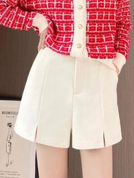 Women's Shorts White Woolen Women Winter Basic Korean Fashion Black Office Lady All-match High Waist Streetwear Leisure Gray Short Pants