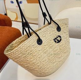 TOP Straw Bag Plain Knitting Crochet Embroidery Open Casual Tote Interior Compartment Two Thin Straps Leather Floral Fashion Women Purse 2023