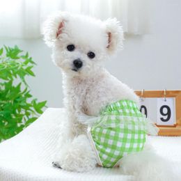 Dog Apparel Plaid Lace Cotton Pet Physiology Pants Shorts Cat Underwear Puppy Cute Diaper Edge Sanitary Briefs Pantie Chihuahua