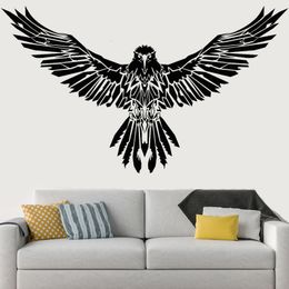 Wall Stickers Black Crow Wall Decal Paper Eagle Wing Vinyl Decal Cool Gothick Living Room Decoration Bedroom Mural Painting Home Decoration Animal Claw O198 230403