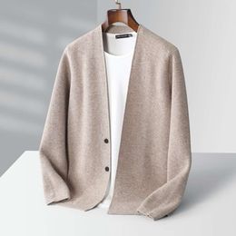 Early Autumn Luxury Men's Honeycomb Business Woollen Sweater Worsted Knitted Cardigan Coat Casual Versatile Wool Long Top