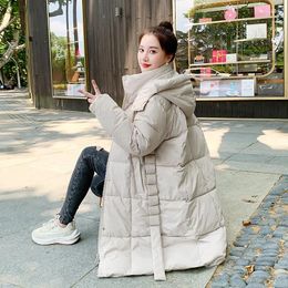 Women's Trench Coats Autumn Winter Windproof Parka Women Thick Warm Cotton-padded Jacket Long Sleeve Puffer Korean Hooded Coat Oversized