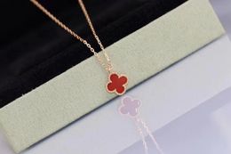 Brand Luxury 9mm mini Clover Designer Pendant Necklaces Womens 18K Gold white black red green Stone Elengant Choker Necklace Jewellery