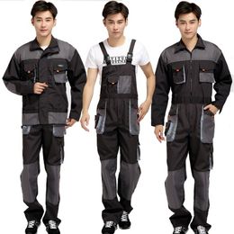Plus size Men Bib Working Pants Overalls Male Work Wear uniforms Fashion Tooling Overall Worker Repairman Strap Jumpsuits211Q