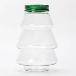 Water Bottles 1PC 500ml Christmas Tree Sweet Jar DIY Gift Candy Cookie Snack Chocolate Packing Year Plastic Container Empty Bottle Box