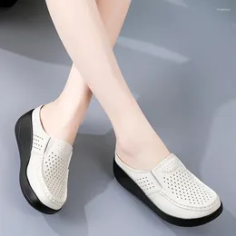 Slippers 2023 Spring Autumn Women Flats Platform Loafers Ladies Genuine Leather Comfort Wedge Moccasins Orthopedic Slip On Casual Shoes